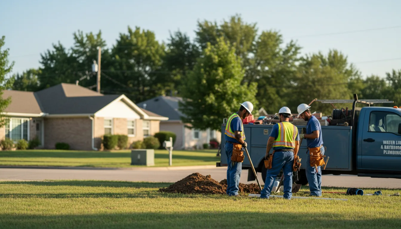 Residential water line and bathroom plumbing service in Ben Franklin, TX